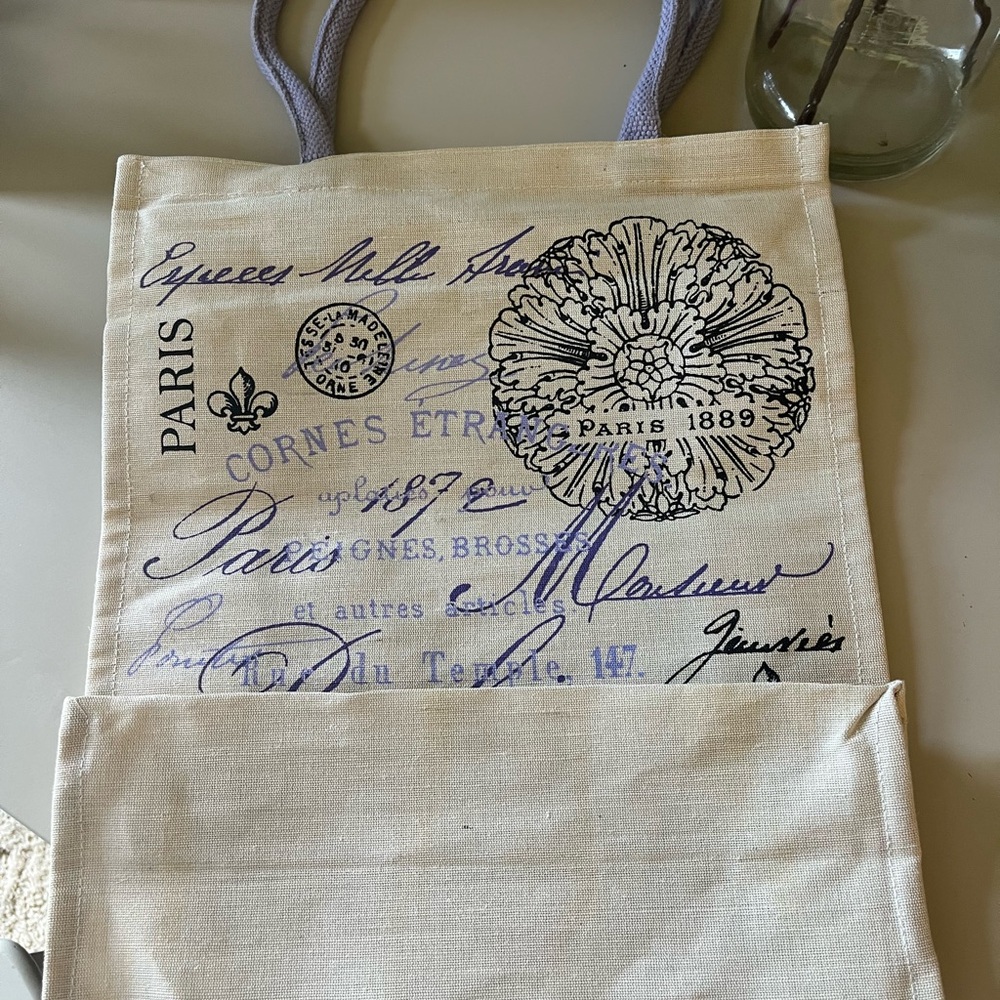 Paris Print Canvas Tote Bag NWOT
